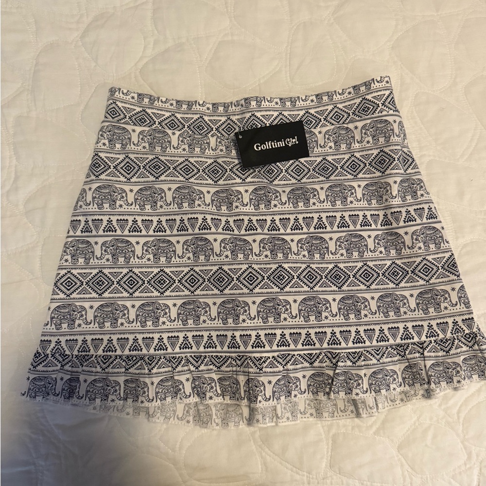 Golfini Girl Elephant Pattern A-Line Skirt - Black and White